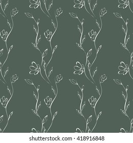 Seamless pattern of flowers garland