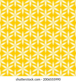 Seamless pattern of flowers. Geometric orange background.