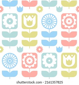 Seamless pattern with flowers and geometric shapes. For wallpaper design. backgrounds. fabrics. wrapping paper, etc. Vector