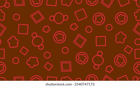 Seamless pattern with flowers and geometric shapes, great for educational and decorative projects.
