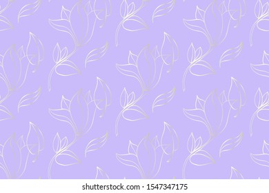 seamless pattern with flowers from golden lines