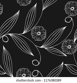 seamless pattern with flowers, graphic drawing