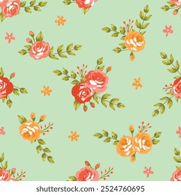 seamless pattern with flowers green