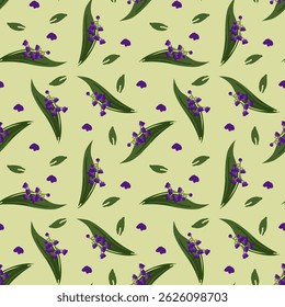 Patrón sin fisuras con flores y hojas verdes sobre fondo claro
