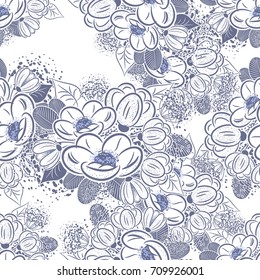 seamless pattern of flowers for greeting card or wedding invitation