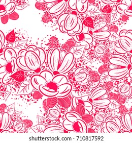seamless pattern of flowers for greeting card or wedding invitation