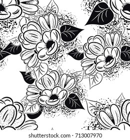 seamless pattern of flowers for greeting card or wedding invitation