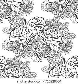seamless pattern of flowers for greeting card or wedding invitation