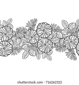 seamless pattern of flowers for greeting card or wedding invitation