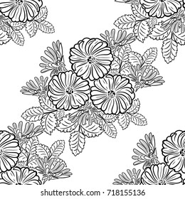 seamless pattern of flowers for greeting card or wedding invitation