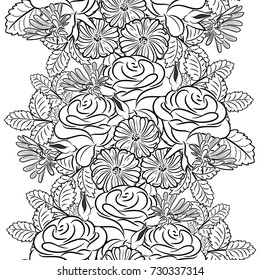 seamless pattern of flowers for greeting card or wedding invitation