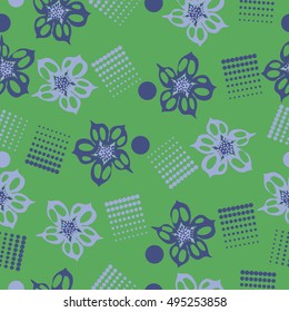 Seamless pattern of  flowers, halftone.