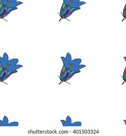 Seamless pattern with flowers of a hand bell