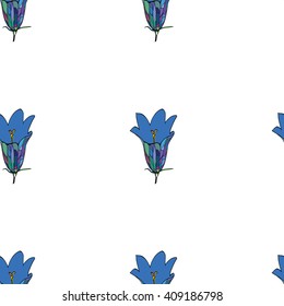 Seamless pattern with flowers of a hand bell