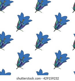 Seamless pattern with flowers of a hand bell