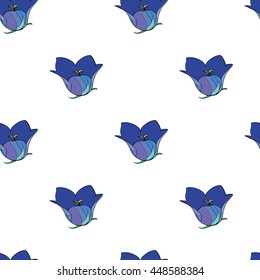 Seamless pattern with flowers of a hand bell