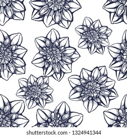 seamless pattern, flowers, hand drawing ,white background, vector