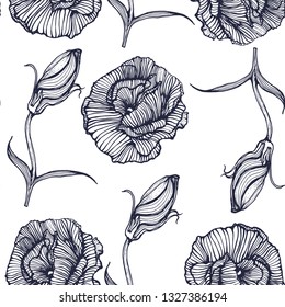 seamless pattern flowers, hand drawing vector illustration isolated on white background vector