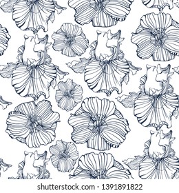 seamless pattern, flowers ,hand drawing vector