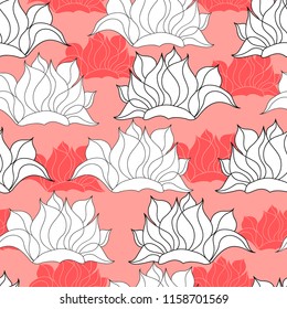 Seamless pattern with flowers. Hand drawn floral background.