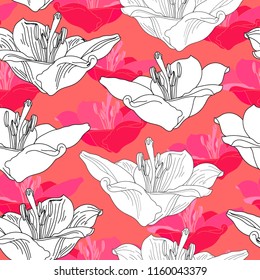 Seamless pattern with flowers. Hand drawn floral background.