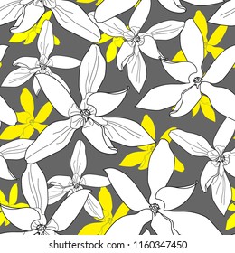 Patrón sin fisuras con flores. Fondo floral dibujado a mano.