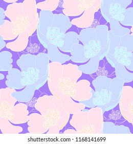 Seamless pattern with flowers. Hand drawn floral background.