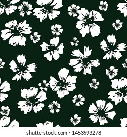 Patrón transparente con flores . Fondo floral dibujado a mano