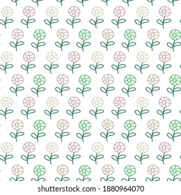 Seamless pattern of flowers hand drawn in doodle style. Layout for wallpaper, digital paper, textile, packaging, design and creativity. Vector illustration on a white background