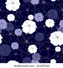 Seamless pattern with flowers. Hand drawn floral background. Artwork for textiles, fabrics, souvenirs, packaging and greeting cards.