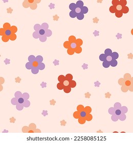 Seamless pattern with flowers. Hand drawn texture for print, textile, packaging.
