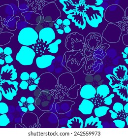 Seamless pattern with flowers. Hand drawn floral background. Artwork for textiles, fabrics, souvenirs, packaging and greeting cards.
