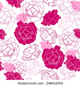 Seamless pattern with flowers. Hand drawn floral background. Artwork for textiles, fabrics, souvenirs, packaging and greeting cards.