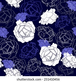 Seamless pattern with flowers. Hand drawn floral background. Artwork for textiles, fabrics, souvenirs, packaging and greeting cards.

