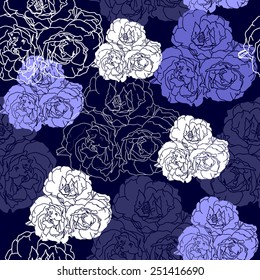 Seamless pattern with flowers. Hand drawn floral background. Artwork for textiles, fabrics, souvenirs, packaging and greeting cards.
