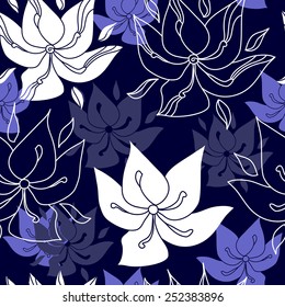 Seamless pattern with flowers. Hand drawn floral background. Artwork for textiles, fabrics, souvenirs, packaging and greeting cards.