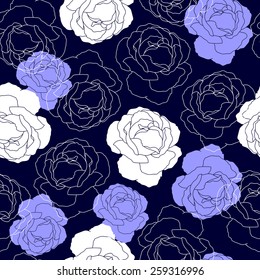 Seamless pattern with flowers. Hand drawn floral background. Artwork for textiles, fabrics, souvenirs, packaging and greeting cards.