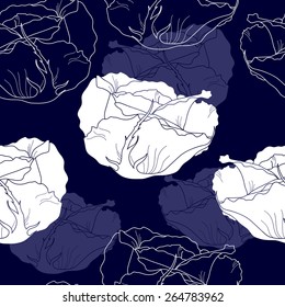 Seamless pattern with flowers. Hand drawn floral background. Artwork for textiles, fabrics, souvenirs, packaging and greeting cards.