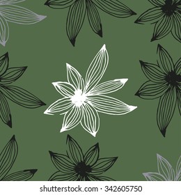 Seamless pattern with flowers. Hand drawn background.