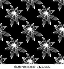 Seamless pattern with flowers. Hand drawn background.