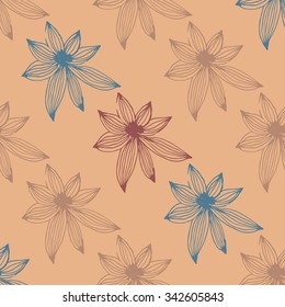 Seamless pattern with flowers. Hand drawn background.