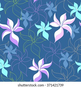 Seamless pattern with flowers. Hand drawn floral background. Artwork for textiles, fabrics, souvenirs, packaging and greeting cards.