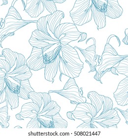 Seamless pattern with flowers. Hand drawn floral background.
