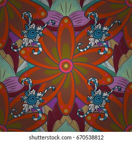 Seamless pattern with flowers. Hand drawn. Flowers on colorful background. Watercolor illustration.