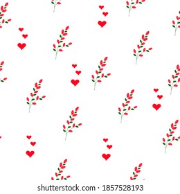 Seamless pattern with flowers and hearts