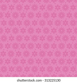 Seamless pattern with flowers and hearts on a pink background. Vector