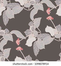 Seamless pattern with flowers and herbs
