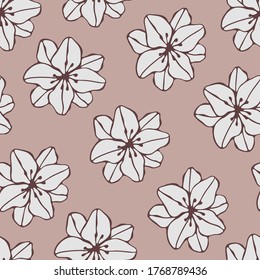 Seamless pattern with flowers and herbs. Vector hand drawn illustration. Used in packaging design, Wallpaper, print for fabrics