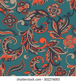 seamless pattern with flowers in indian style. floral vector background