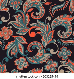 seamless pattern with flowers in indian style. floral vector background